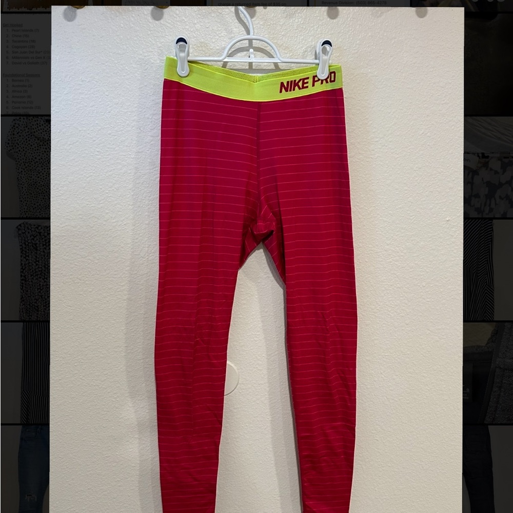 Nike Pro Red and Yellow Leggings